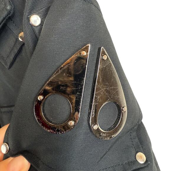 Moose Knuckles Beaver Fox Fur Hooded Down Bomber Jacket Black Size Small - Picture 5 of 16